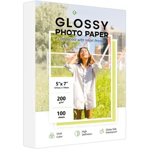 5x7 Photo Paper,  200GSM/54LB Glossy Inkjet Printer Paper for Dye Ink,100 Sheets