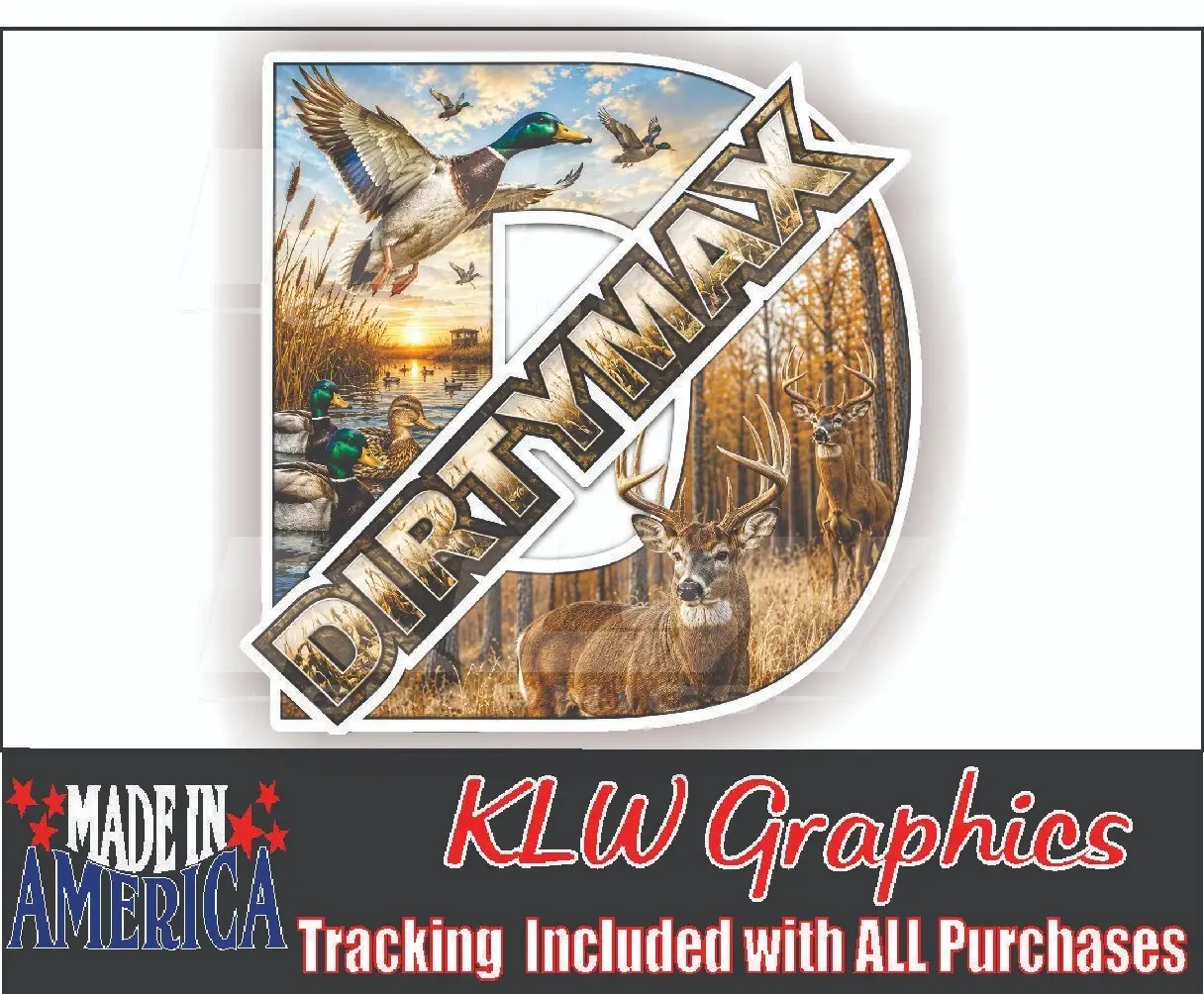 Dirtymax Buck Deer & Mallard Duck Hunting Vinyl Decal Sticker Truck Car Window