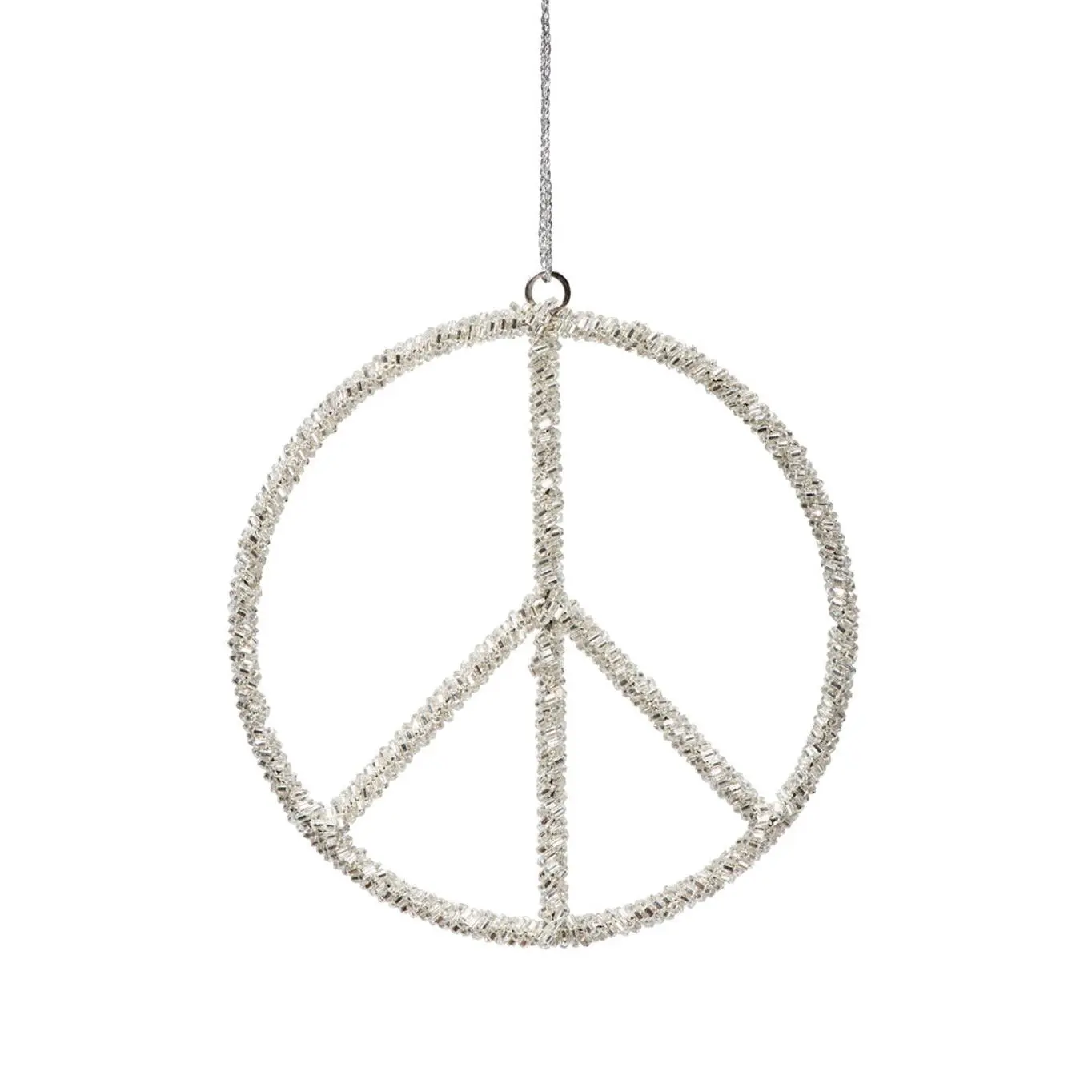 Silver Peace Symbol Ornament, 5.25" D