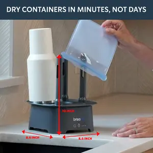Brisa Rack, dry water bottles, baby bottles, reusable bags, ziplock bags, water packs in minutes! Reclaim your counters and put things away COMPLETELY dry to avoid mold. Modernize sustainability in your kitchen today!