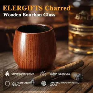 Sour Jujube Wood Whiskey Tumbler, Old Fashioned Wooden Glass, Charred Uncharred Cup, Bourbon Scotch Barware, Unique Gifts for Men, Home Bar Drinkware, Handmade Whiskey Glass, Multiple Sizes