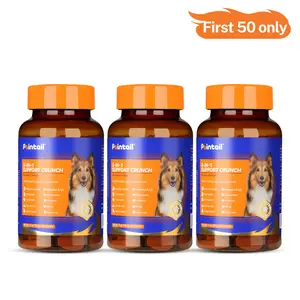 Pointail Dog Vitamins and Supplements, 725 mg Meat Content Dog Supplements Freeze-drying 5-IN-1 Support Crunch for Dog Allergy Relief Hip And Joint Immune Heart Gut Health Skin And Coat Support