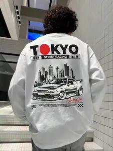 Men's Regular Fit Barbour International Print Long Sleeve Tee, Casual Comfy T-shirt for Spring & Fall, Men's Top for Daily Wear