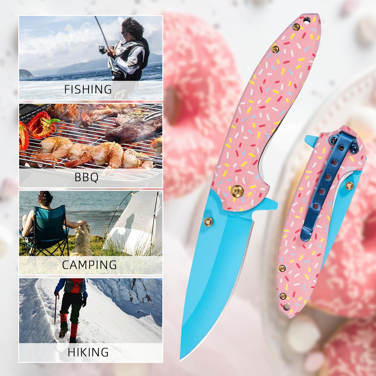 Creative Candy Pattern Folding Pocket Knife, EDC Outdoor Tool for Camping Hiking