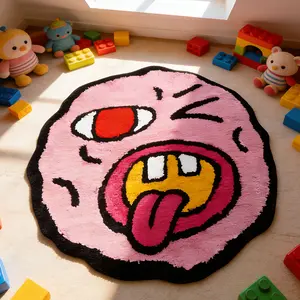 Creative Expression Print Carpet, Foldable Washable Non-Slip Plush Kawaii Rug, Decorative Living Room Bedroom Mat, Easy Care Large Area Rug