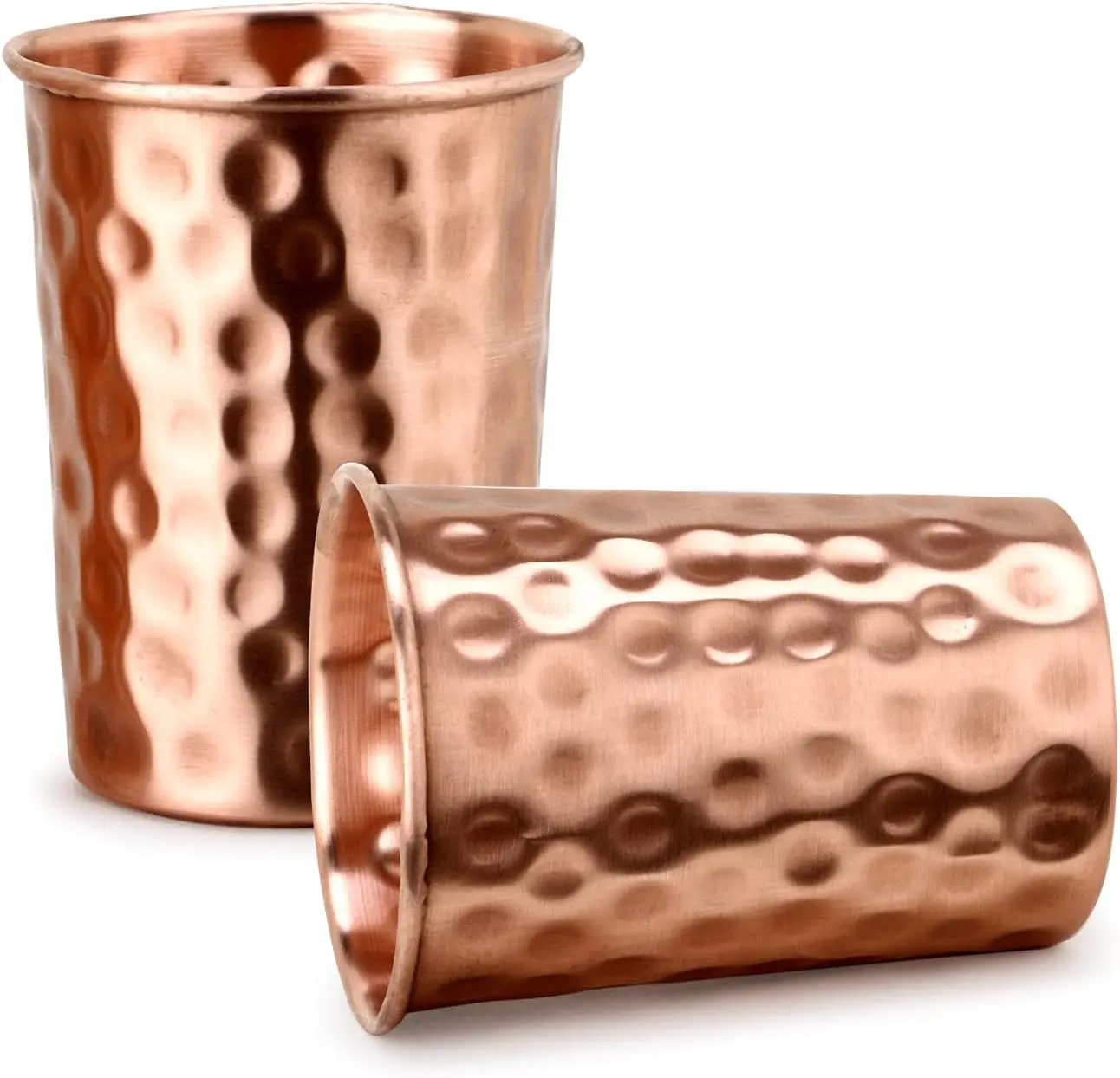 Copper Hammered Glass, 250ml, Set of 2