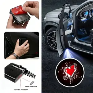 2pcs/4pcs Personalized Romantic Love Heart Car Door Welcome Lights, Wireless Smart Induction Projector Lights, Car Door Ground Ambient Modified Lights, HD fade-resistant, smart induction, universal fit for sedans, SUVs, MPVs and pickup trucks