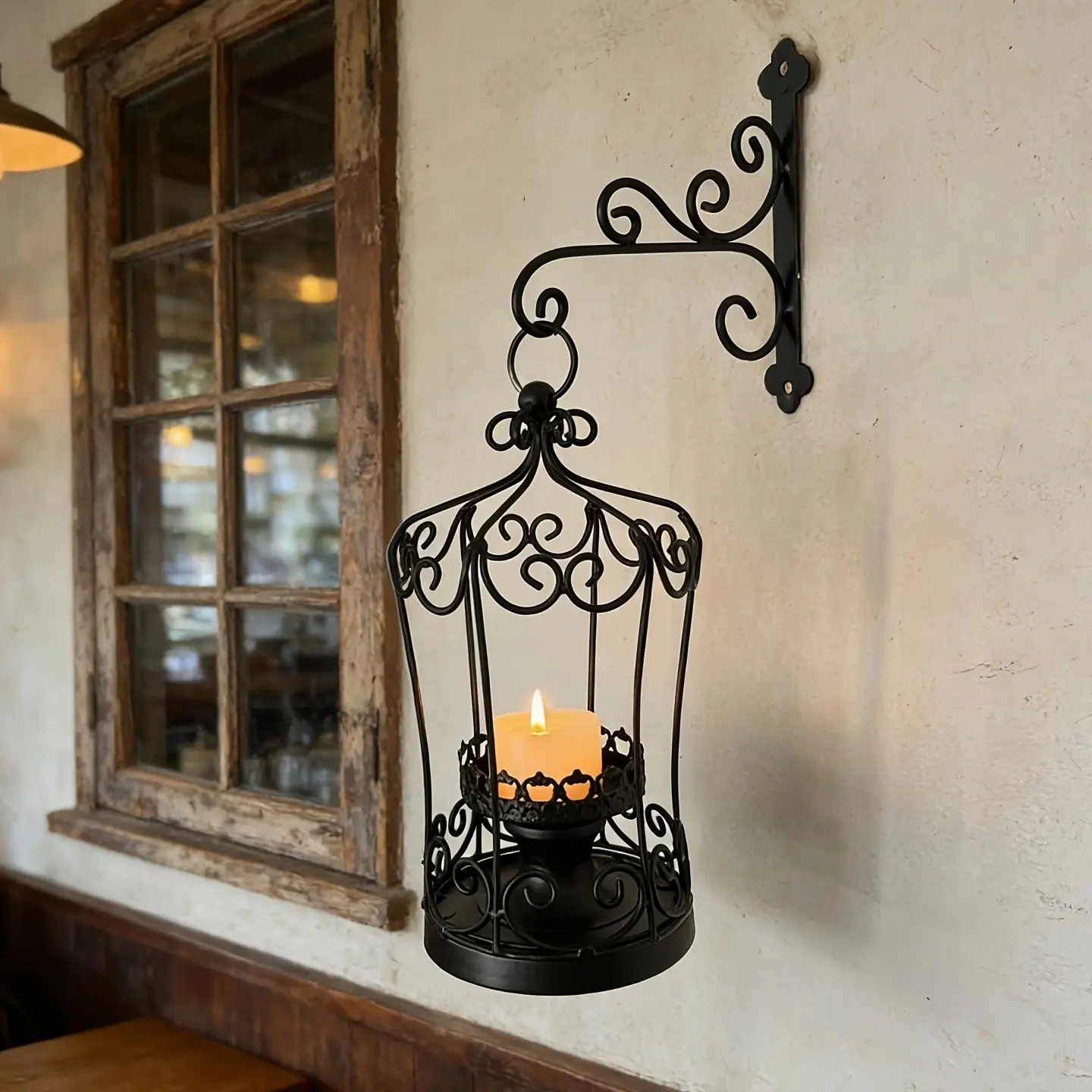 1pc Hanging Rustic Iron Candlestick, Vintage Candle Stand, Wall-Mounted Candle Holder, Candlestick Base, Candlestick Holders, Home Decoration, Decoration Items, Can be hung on wall or tabletop, Holiday Gift