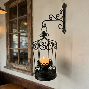 1pc Hanging Retro Rustic Iron Candlestick, Vintage Candle Stand, Wall-Mounted Candle Holder, Candlestick Base, Home Decoration, Can Be Hung on Wall, Tabletop Or Handheld, Holiday Gift, Home Kitchenware, Tableware Additions, Tabletop Candlestick