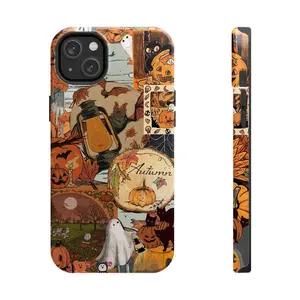 Halloween Collage Phone Case – A Spooky & Creepy Design with Pumpkins, Ghosts, Black Cats, and Bats – Protective Cover for Apple iPhone 7–16, Samsung Galaxy S21–S24, Google Pixel 6–9 – Vintage Style for a Spooky Season.