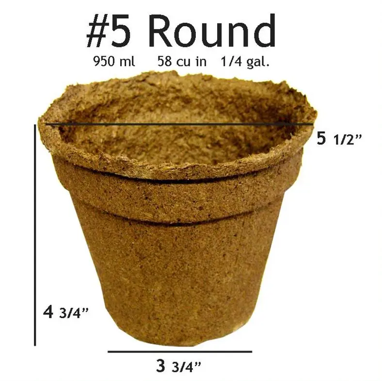 CowPots #5 Round Shape Garden Planter Cowpot, 20-Pack All-Natural Alternative Biodegradable Composted Manure Pots (5.5"x3.75"x4.75", 950ml) for Seed Starting, Perennial Herbs Transplanting