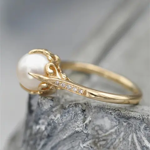 Faux Pearl Decorated Ring, Pearl Embellished, Elegant Simple Ring for Women for Party, Daily Clothing Decor, Wedding Engagement Anniversary Party Jewelry Gifts, Unique Rings, Fashion Rings, Beautiful Rings, Elegant Everyday Ring