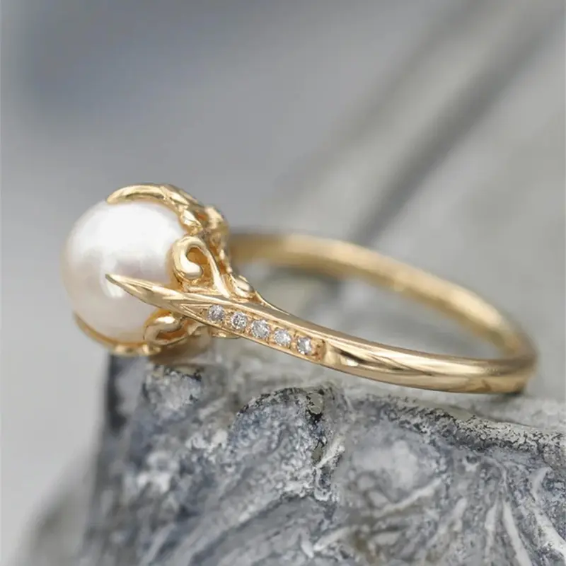 Faux Pearl Decorated Ring, Pearl Embellished, Elegant Simple Ring for Women for Party, Daily Clothing Decor, Wedding Engagement Anniversary Party Jewelry Gifts, Unique Rings, Fashion Rings, Beautiful Rings, Elegant Everyday Ring
