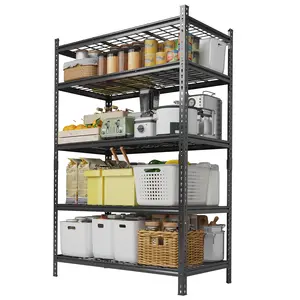 Garvee Heavy Duty Adjustable Metal Shelving Unit with 5 Tiers, Supports Up to 2000-2200 LBS, Ideal for Garage, Kitchen, Pantry, Warehouse, Basement Storage, Available in Various Sizes (48x24x72 in and 36x16 in)