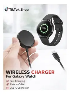 Wireless Charger for Samsung Galaxy Watch – Fast USB-C Charging Pad Compatible with Galaxy Active 1/2, Watch 3/4/5/6 – 1 Meter Cable – Compact Travel-Friendly Design – SX-C05 Model – Reliable Power Accessory
