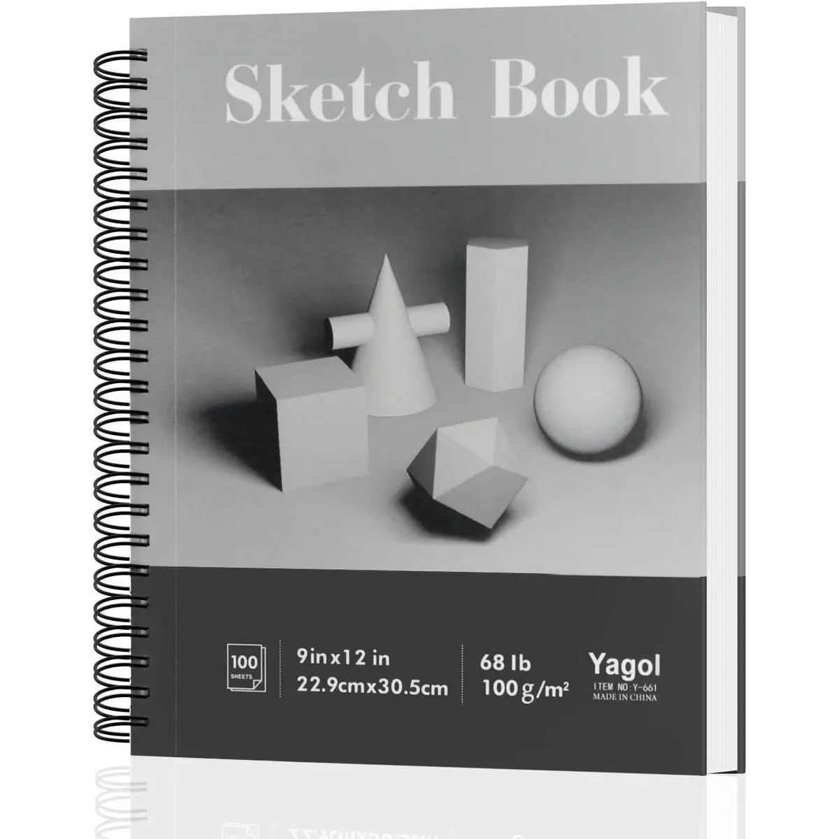 Sketch Book 9x12, 100 Sheets Spiral Bound Sketchbook, 68lb/100gsm Acid-Free Drawing Paper Pad for Sketching, Pencil, Charcoal & Dry Media, Art Sketch Pad for Students, Beginners & Artists.