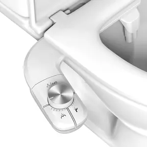 Non-Electric Bidet Attachment for Toilet, Ultra Slim Self-Cleaning Retractable Dual Nozzles for Rear & Feminine Wash, Adjustable Water ,Stainless Steel Inlet