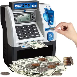 Kids ATM Piggy Bank with Debit Card & PIN - Money Bank with Coin Counter & Bill Feeder, Educational Savings Toy for Boys & Girls Ages 3-12
