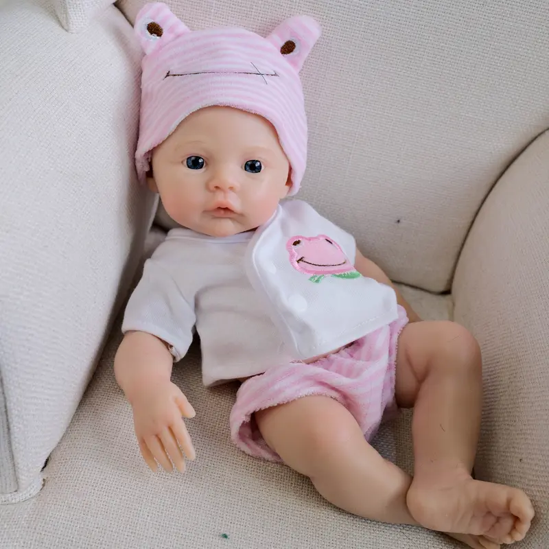 Lovely Realistic Reborn Baby Dolls Solid Silicone Full Body Girl 12 Inch Mini Real Life Baby Dolls Lifelike Sleeping Newborn Babies Doll That Look Real Washble Toy for Kids Age 3+ (Pink) baby  born  doll Soft with Washable Feel