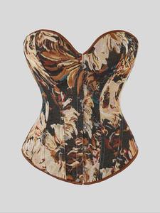 women's floral print shapewear tops, lady fashionable lace up closure corset, shapewear for women, tummy control shaper for women, womenswear, shapewear clothes, underbust shaper