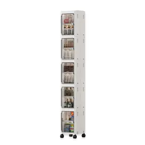 Nifogo Foldable 5-Tier Storage Organizer with Wheels, Stackable Collapsible Bins for Home Office Dorm