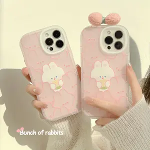 Rabbit Bow iPhone 15 Pro Max Apple 16 Phone Case 12 Compatible 11 Soft 8p Cute 14 for Girls 17