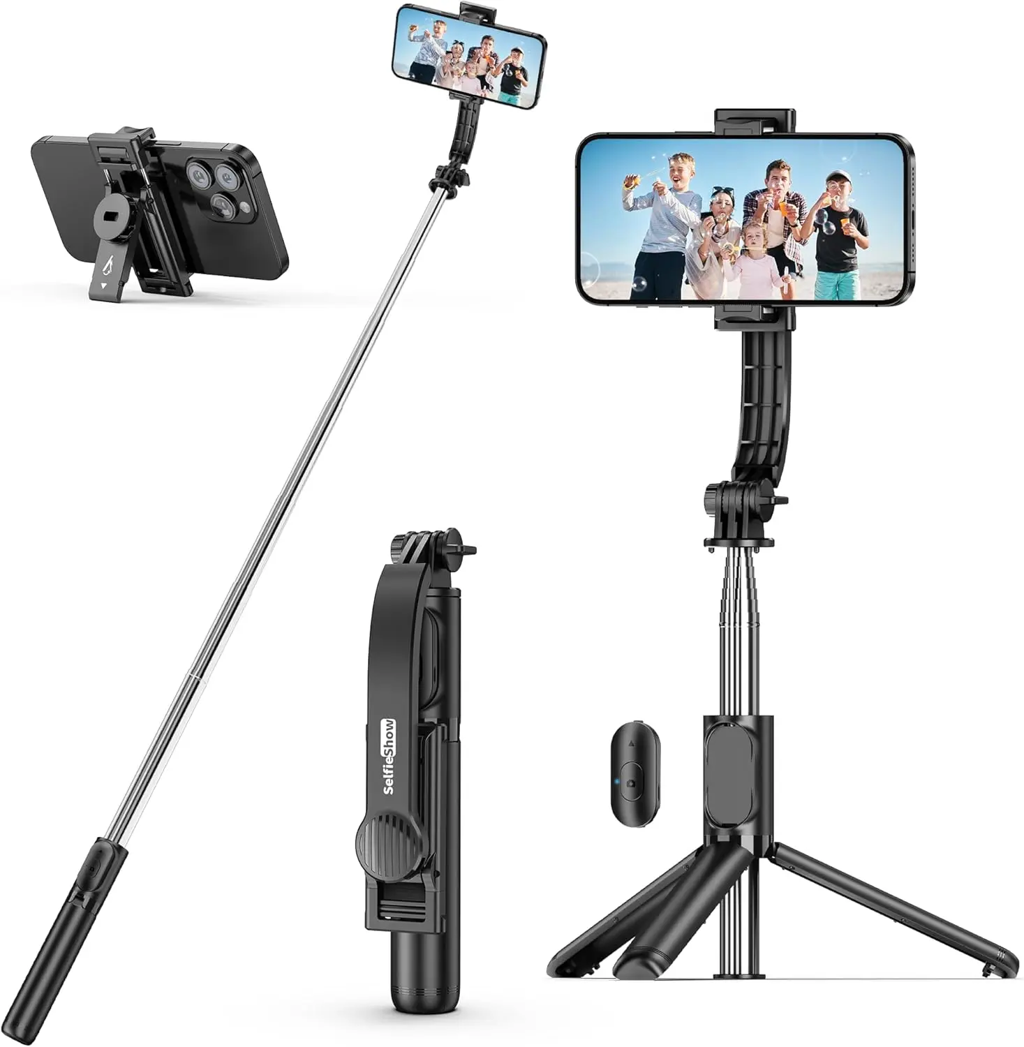 Selfie Stick Tripod with Fill Light & Wireless Remote, Extendable Phone Tripod Stand for iPhone & Android, Bluetooth Selfie Stick for TikTok, Vlogging, Travel & Live Streaming