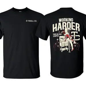 Funny Work TShirt, Working Harder Than An Ugly Stripper Graphic Tee, Shirt For Mechanics & Garage Crew, Hard Work Funny Shirt, Industrial Worker Gift