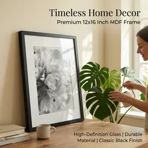 Vintage Home Decor Frame 12x16 inch MDF Photo Frame with High-Definition Glass| Large Black Gallery Wall Picture Frame for Art & Portraits| Minimalist Home Decor