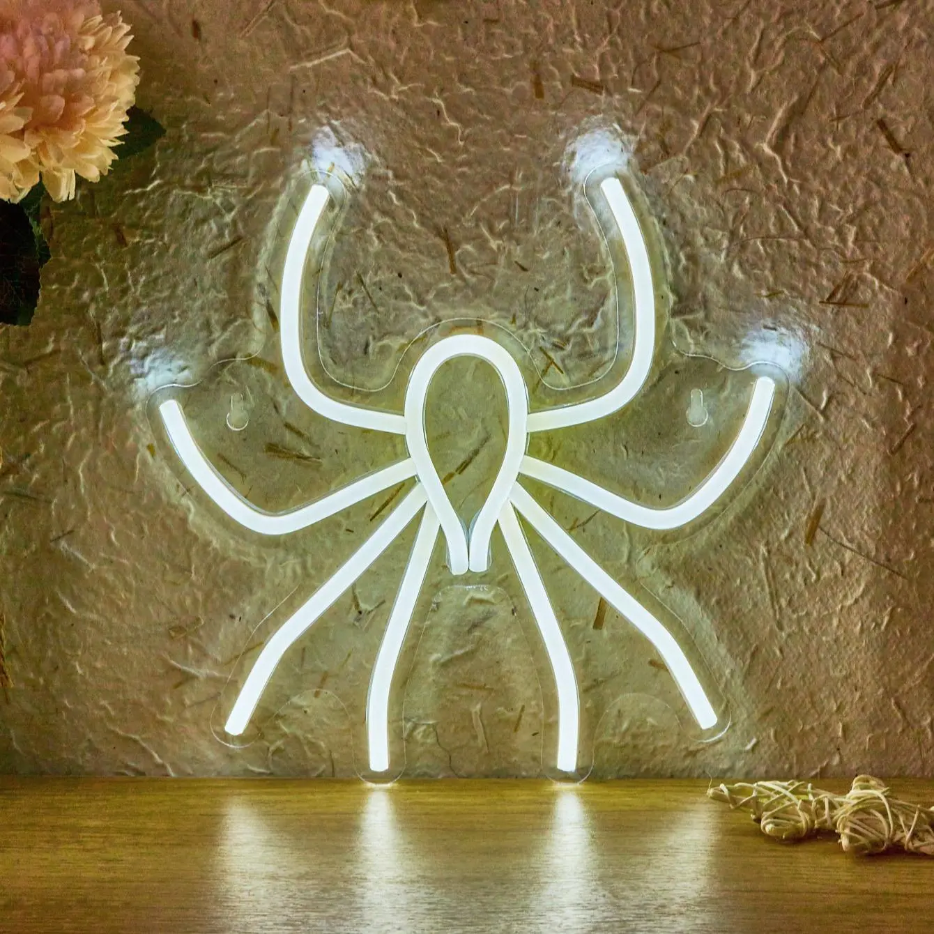 Spider Shaped Neon Light for Halloween, Indoor Bedroom Decoration for Spooky Ambiance, USB Powered Ghost House Light