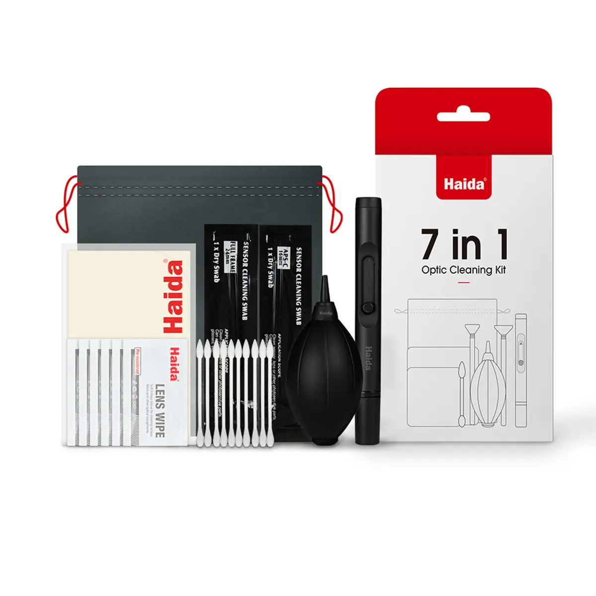 Haida 7-In-1 Portable Optic Cleaning Kit, Includes Brush, Lens Cleaning Equipment for Cameras, Mobile Devices, Smartphone