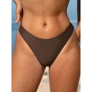 ECONYL® Dark Coffee Low Waisted Bikini Bottom