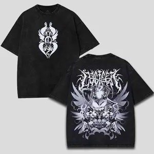 Hazbin Hotel Lucifer Metal T-Shirt, Back and Front Print, Superhero Fans | Great Gift For Fans graphic tee Cotton Fabric Top Womenswear lover streetwear