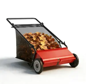 Garvee 21-Inch Push Lawn Sweeper – Enhanced 4-Brush System – Heavy-Duty Steel Frame – Adjustable Height – Large 3.5 Cu. Ft Grass Cutter Bag – Quiet Manual Operation – Perfect for Grass, Leaf & Yard Cleanup – Yellow+Black