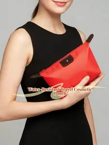 Women's Large Capacity Handbag, Candy Colored Makeup Bag, Travel Portable Storage Bag, Water-Resistant Dumpling Shape Handheld Makeup Organizer Pouch, Waterproof Cosmetic Bag