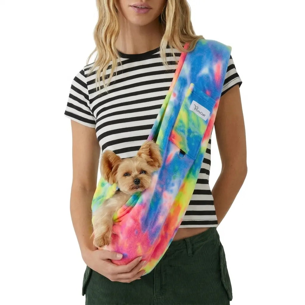 Dog Carrier Sling – Hands-Free Pet Carrier for Cats up to 14 lbs, Dog Slings for Small Dogs, Dog Sling Carrier for Every Day Use, Machine Washable Cool Cat Stuff Puppy pouch cotton lining