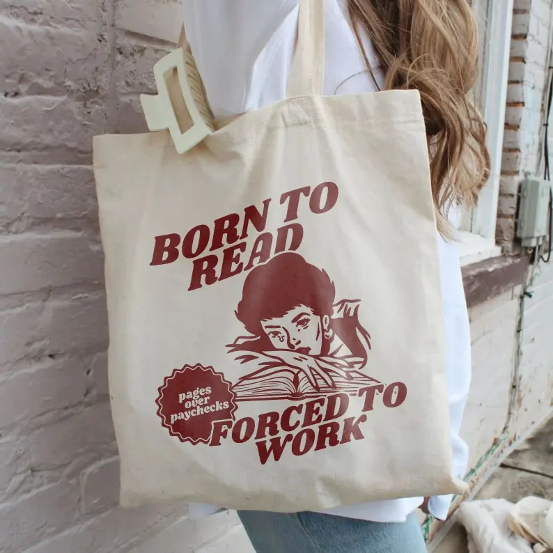 Born To Read Bookish Tote Bag | Funny Reader Book Addict, Book Lover, Bookish Gift For Her, Spicy Books, Dark Romance, Smut Gift BookTok Bag