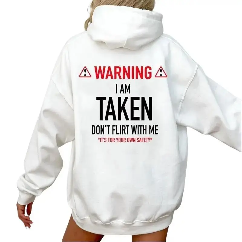 🔥💘Couple Hoodie Trend💘🔥Funny Gift I'm Taken Hoodie-Don't Flirt With Me Hoodie, Unisex Classic Cotton Sweatshirt, Cute Funny Relationship Hoodie, Sarcastic Graphic Pullover, Casual Streetwear for Men & Women, Trending Couples Gift Outfit