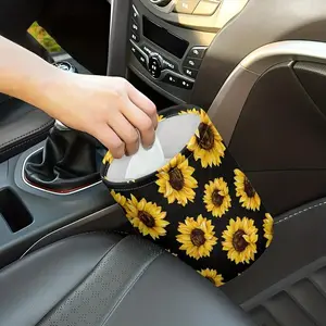 Sunflower Pattern Car Trash Can, Hanging Car Dust Bin, Car Garbage Organizer, Universal Trash Bin for Car Kitchen Camping, Car Accessories for Women, Car Organization Supplies