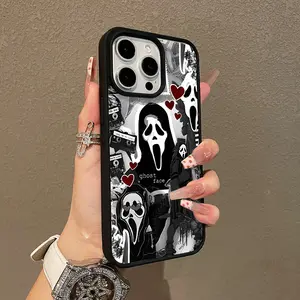 Adorable Magnetic Case for iPhone11/12/13/14/15/16/17/promax Ghost Face Collage MagSafe Compatible, Lightweight, Anti-Fall | Girly & Chic Style