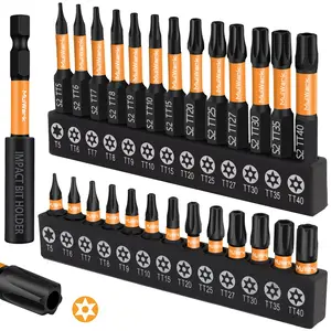 MulWark 27-Piece Torx Security Bit Set - T5-TT40, 1" & 2" Tamper-Proof Star Bits, 1/4" Hex Shank with 3" Magnetic Bit Holder