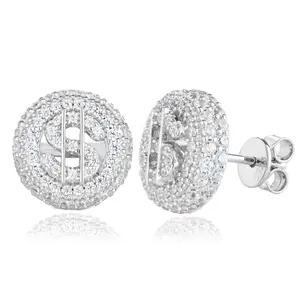 【#E574】Dollar character earrings UCCIYO Synthetic Moissanite Earrings For Women 925 Sterling Silver Stud Earring Men Hip Hop Jewelry Couple Gift