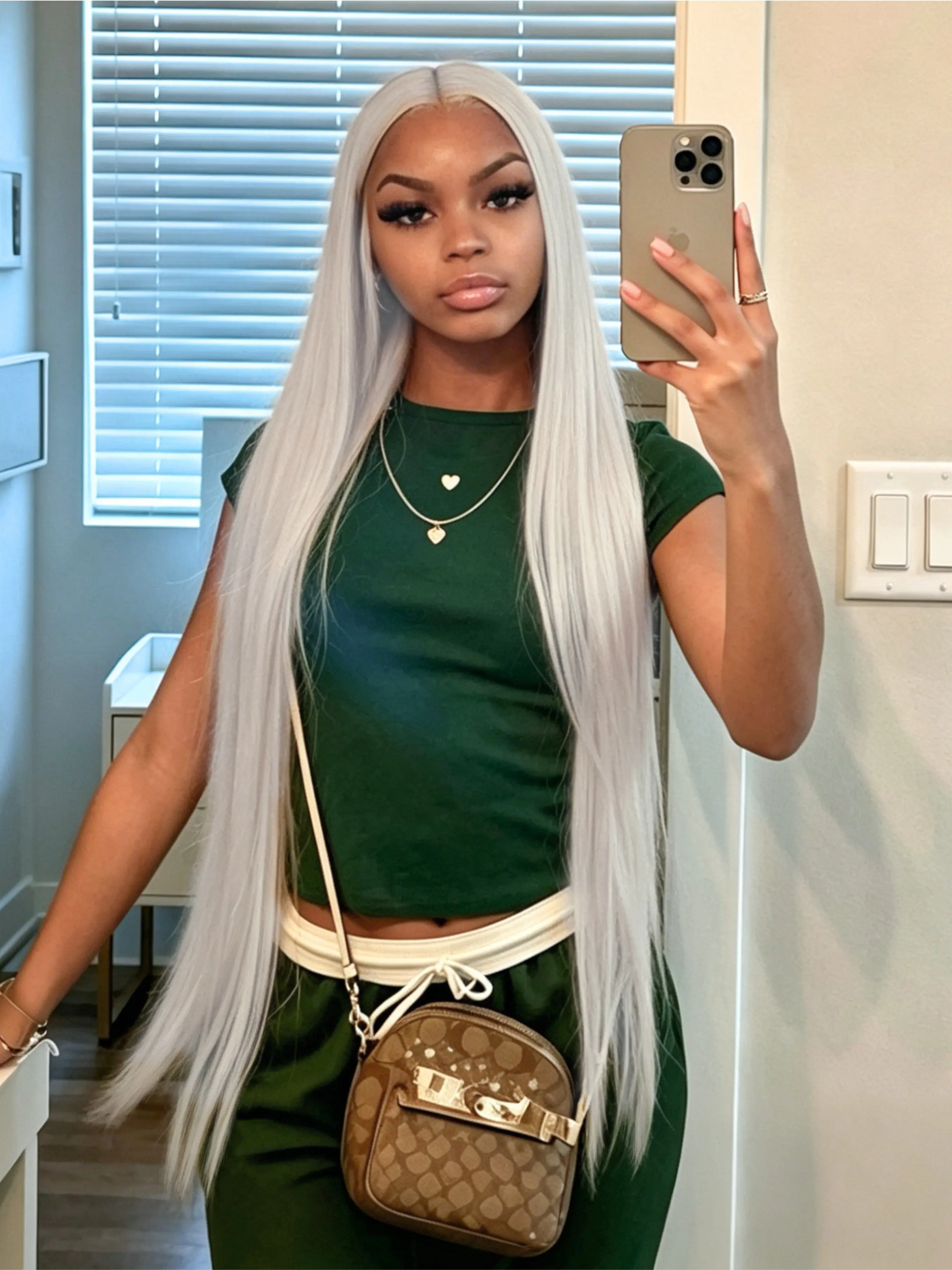 32 Inch Silver Wig 13x4 Lace Front Wigs Pre-Plucked Natural Hairline Heat Resistant Premium Synthetic Wigs Straight Wig HD Transparent Lace Frontal Wig Silver Concert Look Straight Wig Coachella Festival Look Synthetic Fiber Wig