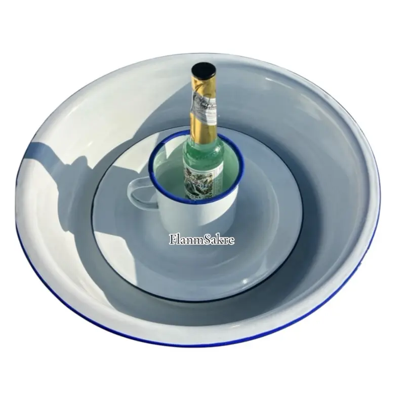 FlanmSakre Spiritual Cleansing Basin Ritual Set – White Enamel Cup, Plate & Florida Water FlanmSakre Spiritual Cleansing Basin Ritual Set – White Enamel Cup, Plate & Florida Water