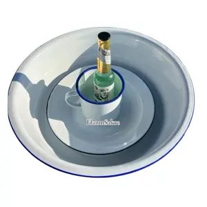 FlanmSakre Spiritual Cleansing Basin Ritual Set – White Enamel Cup, Plate & Florida Water
