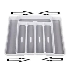 Cutlery Tray Expandable Plastic Foldable Storage Box for knife and fork tray Tableware Organizer with 7 compartments