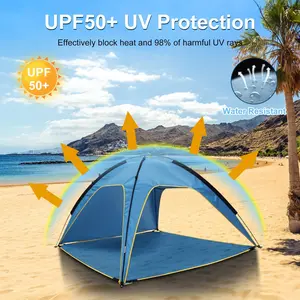 Beach Tent Sun Shelter UPF50+ UV Protection, 6.9x6.9ft Beach Canopy Tent for 4-6 Adults, Portable Outdoor Sun Shade Tent with Carry Bag