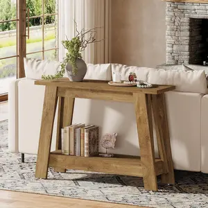 LITTLE TREE 41.3" Farmhouse Console Table, 2-Tier Wooden Entryway Table with Storage, Rustic Narrow Behind Couch for Living Room, Hallway, Foyer