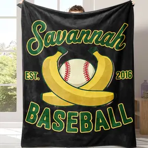 Savannah Bananas EST 2016 Blanket | Soft Cozy Throw for Baseball Fans cozy flannel blanket Suitable for use in offices, sofas, and travel settings, etc  Suitable for all four seasons A gift suitable for fans, friends and children