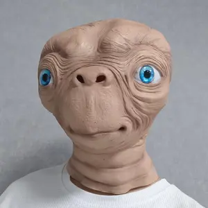 ET Alien Latex Mask Halloween Carnival Party Movie E.T. the Extra-Terrestrial Realistic Cosplay Creepy E.T. Alien Full Head Mask